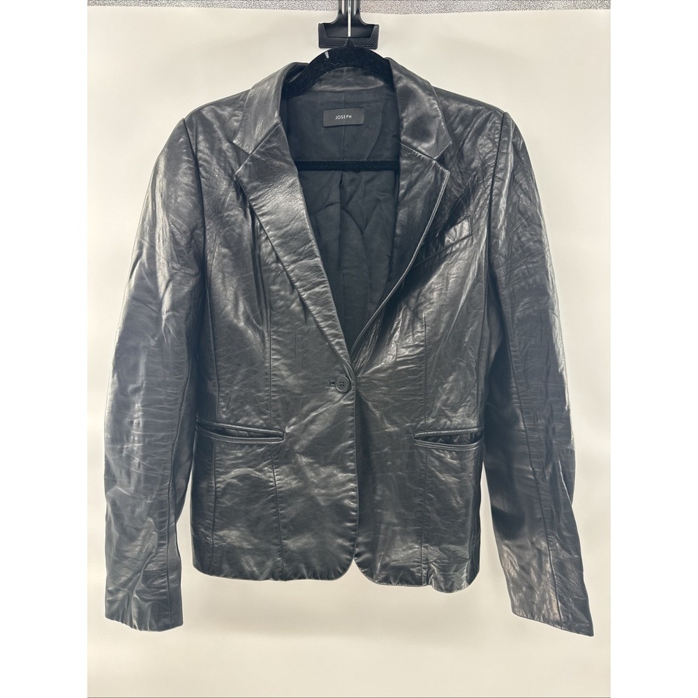 Joseph Women's 100% Lamb Skin Leather Jacket Size 42 Black Made In Turkey